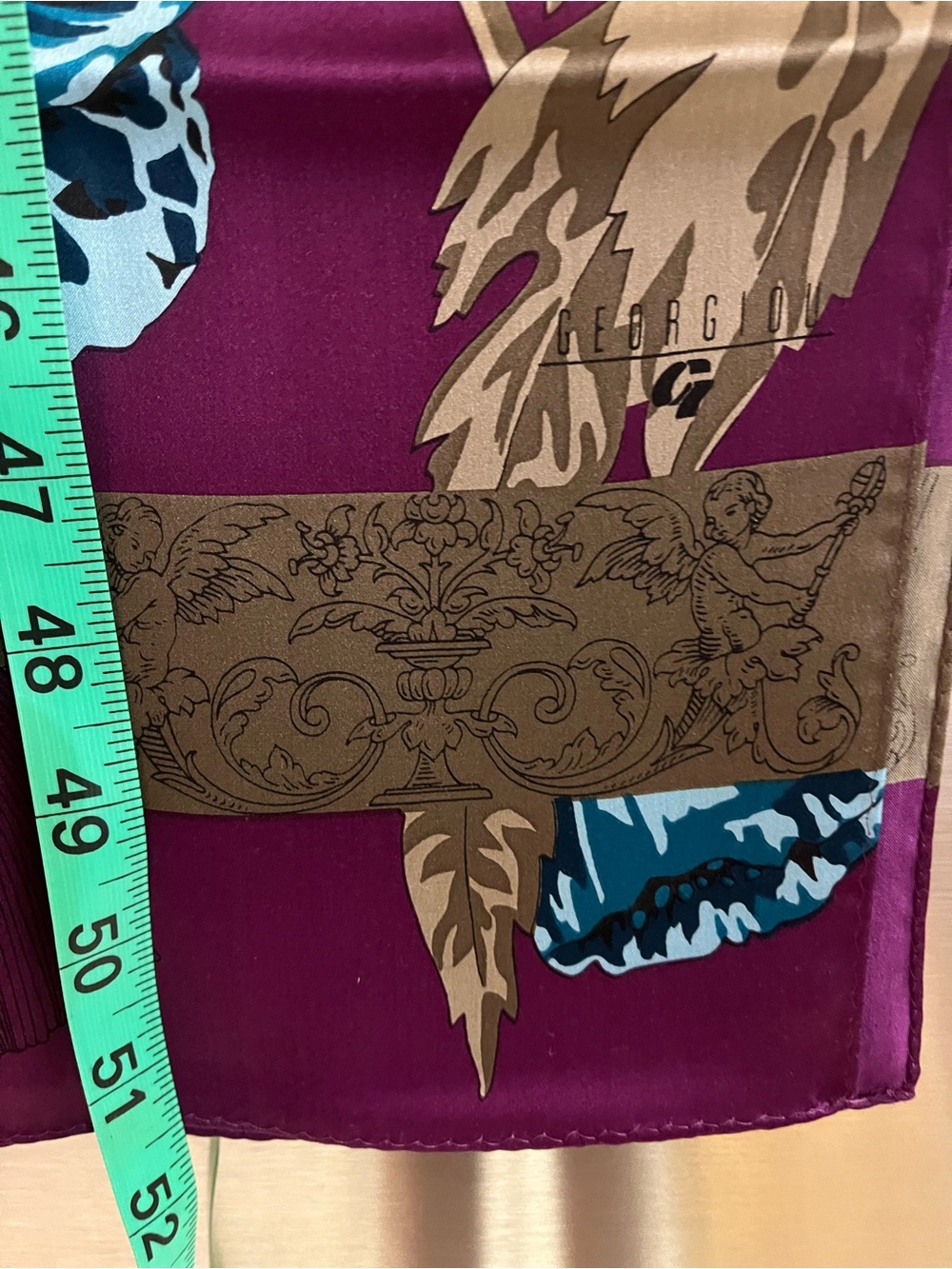 GIORGIO Floral Silk Scarf in Magenta with Teal and Cream Accents NWOT - Picture 3 of 5